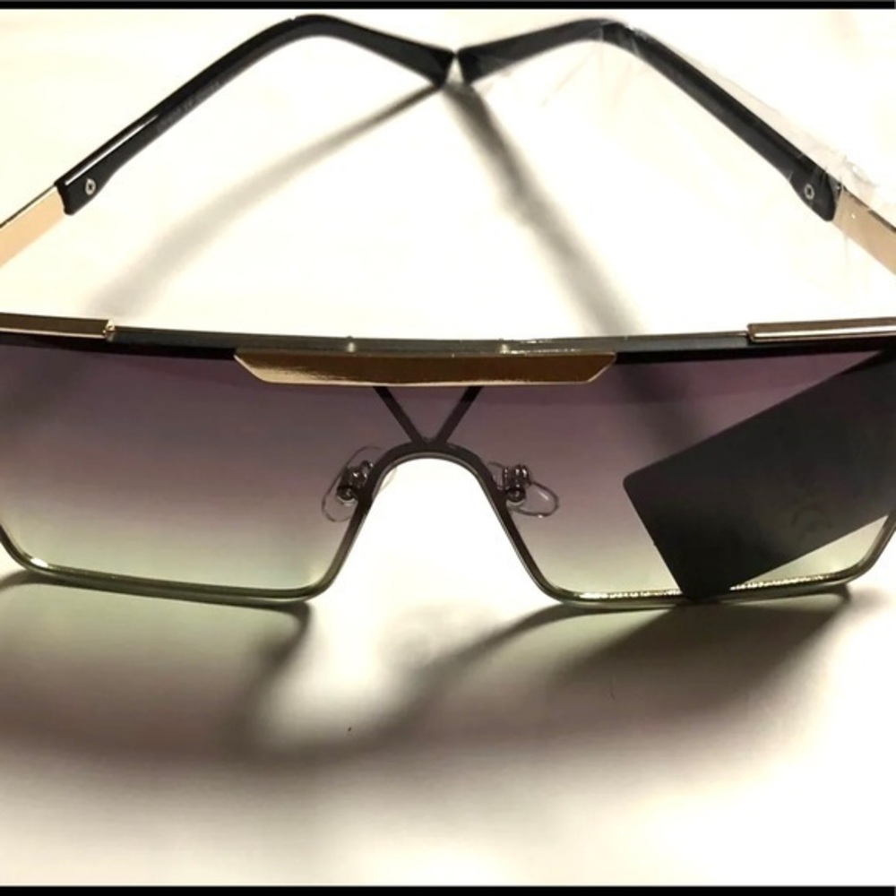 Green - Black ombre oversized square Sunglasses UV 400 “fade to green” steampunk